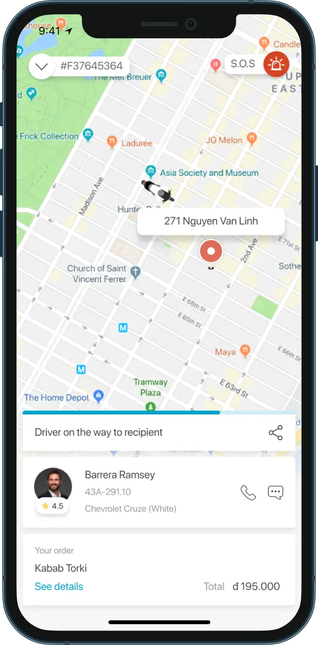 customer can track delivery driver in real-time